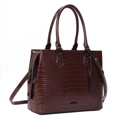 Bolsa Tote Croco Marrom Duas Alças