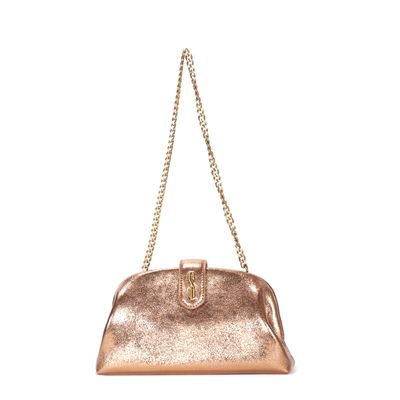 Bolsa Clutch Metalizada Bronze Alça De Ombro