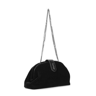 Bolsa Clutch Veludo Preta Alça De Ombro