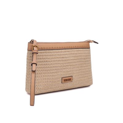 Clutch Tramado Bege Alça De Mão