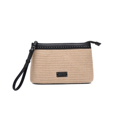 Clutch Tramado Preta E Branca Alça De Mão