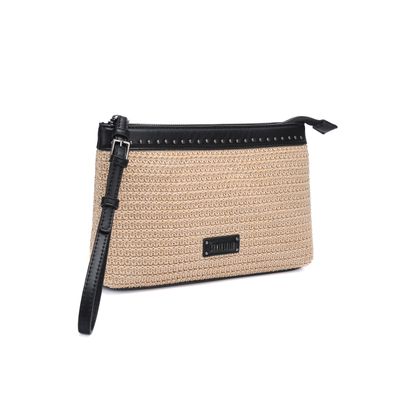Clutch Tramado Preta E Branca Alça De Mão