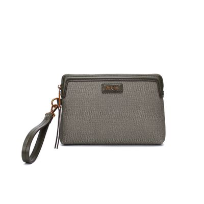 Clutch Canvas Verde Alça De Mão