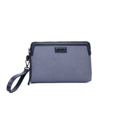Clutch Canvas Azul Alça De Mão