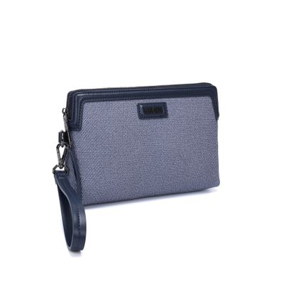 Clutch Canvas Azul Alça De Mão