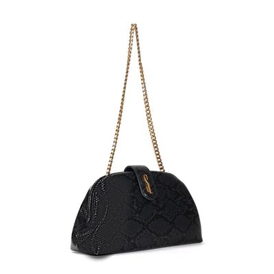 Bolsa Clutch Cobra Preta Alça De Ombro