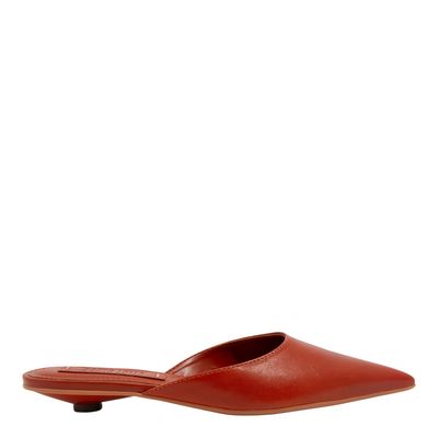 Mule Couro Nobre Soft Marrom Bico Fino Salto Baixo