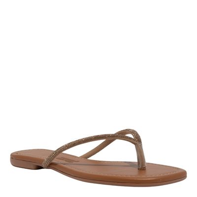 Rasteira Napa Soft Tiras Brilho Marrom