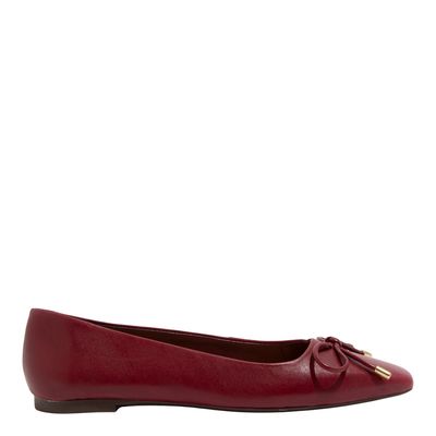 Sapatilha Laço Couro Nobre Vermelho Merlot