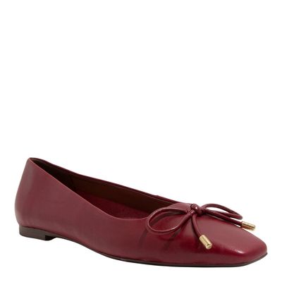 Sapatilha Laço Couro Nobre Vermelho Merlot
