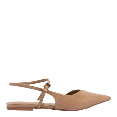 Sapatilha Bico Fino Bege  Verniz Glossy