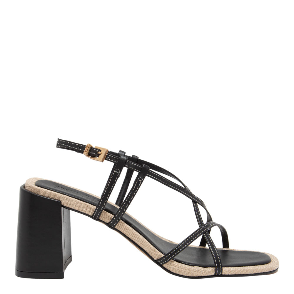 Sandália Couro Nobre Soft Preto Salto Grosso - Santa Lolla