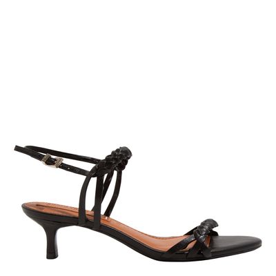Sandália Napa Soft Preto Salto Baixo Fino