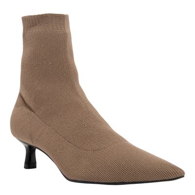 Bota Knit Marrom Bico Fino