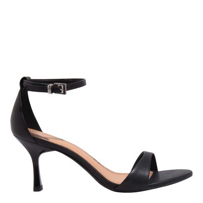 Sandália Couro Pelica Soft Preto Salto Fino