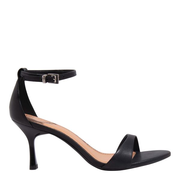 Sandália Couro Pelica Soft Preto Salto Fino