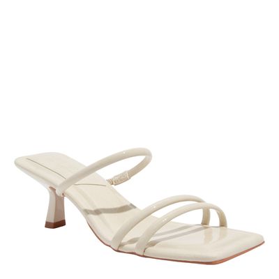 Mule Verniz Glossy Off White Bico Quadrado Salto Fino