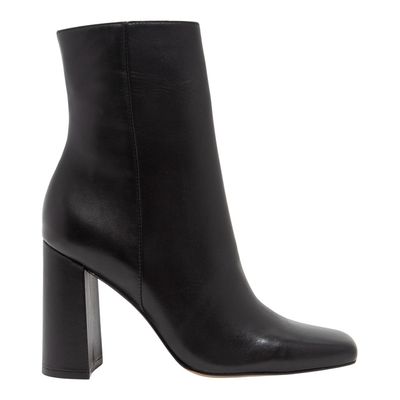Bota Couro Nobre Soft Preta Bico Fino Salto Grosso