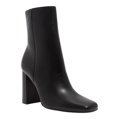 Bota Couro Nobre Soft Preta Bico Fino Salto Grosso