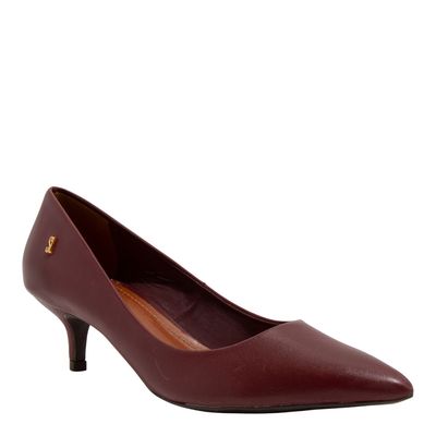 Scarpin Couro Confort Vermelho Salto Baixo Fino