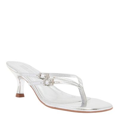 Mule Metalizado Crinkle Prata Salto Fino