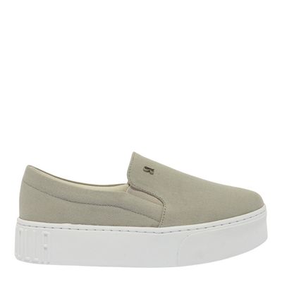 Tênis Slip On Plataforma Lona Cinza