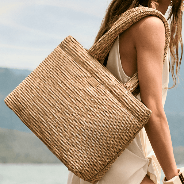 Bolsa Shopper Bag Palha Tramado Bege