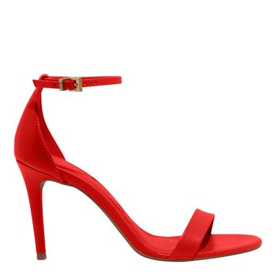 Sandália Couro Nobre Vermelho Salto Alto