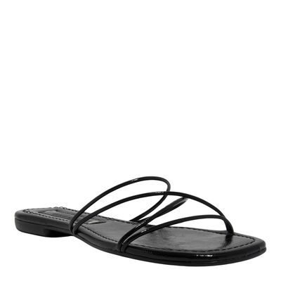 Rasteira Bico Quadrado Reflexo Metalizado Preto