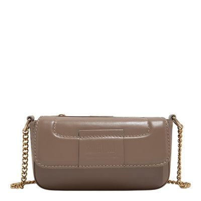 Bolsa Pequena Couro Soft Marrom Alça Corrente