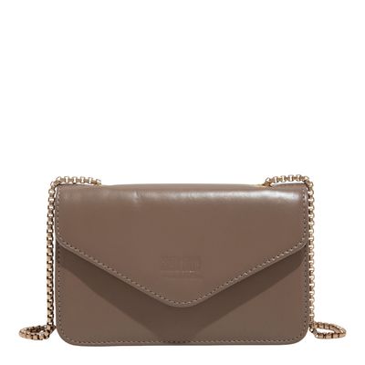Bolsa Envelope Couro Soft Cinza Alça Transversal