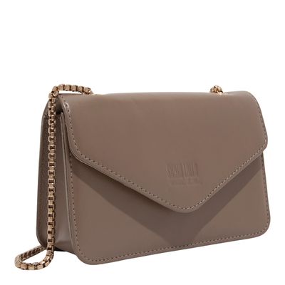 Bolsa Envelope Couro Soft Cinza Alça Transversal
