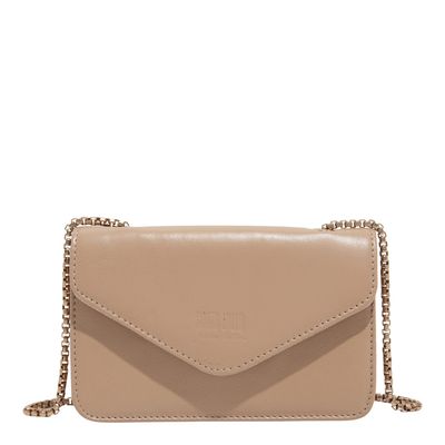 Bolsa Envelope Couro Soft Bege Alça Transversal