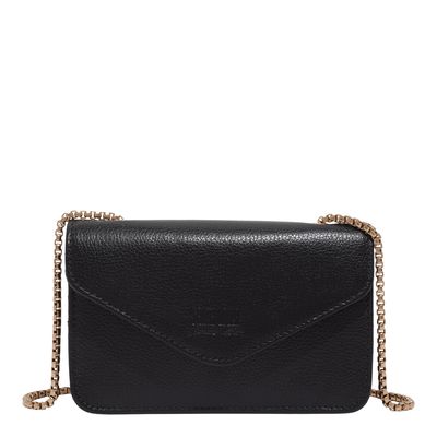 Bolsa Envelope Couro Soft Preto Alça Transversal