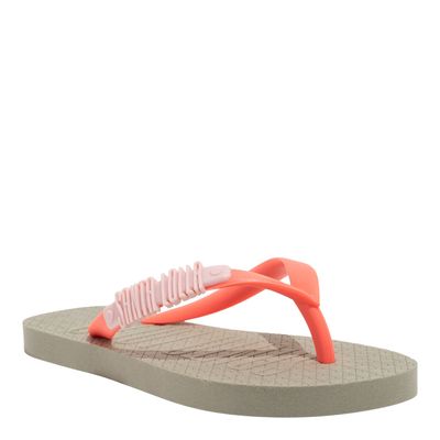 Chinelo Flip Flop Infantil Borracha Verde E Laranja