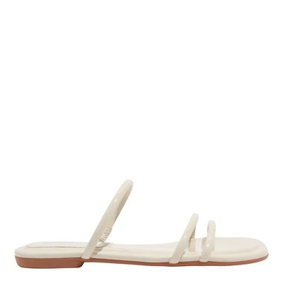 Rasteira Tiras Verniz Glossy Off White