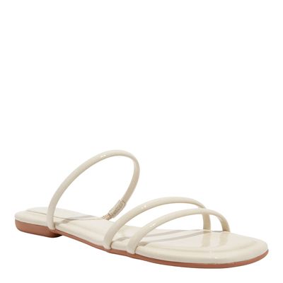 Rasteira Tiras Verniz Glossy Off White