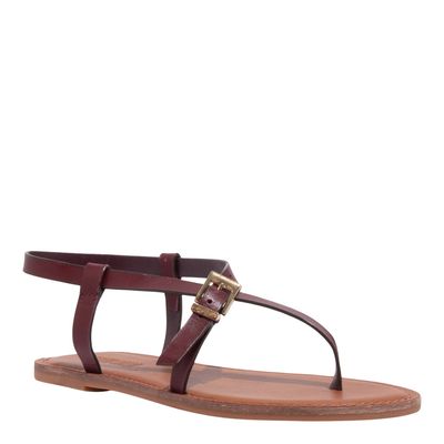Rasteira Couro Nobre Soft Vermelho Merlot