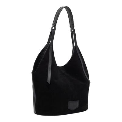 Bolsa Couro Camurça Preta Alça De Ombro