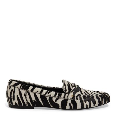 Mocassim Couro Estampa Animal Print Zebra
