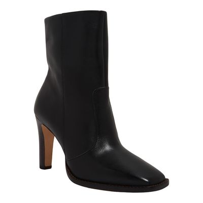 Bota Couro Nobre Soft Preto Cano Curto Salto Alto