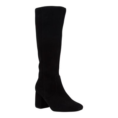 Bota Couro Camurça Preto Cano Longo Salto Grosso