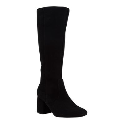 Bota Couro Camurça Preto Cano Longo Salto Grosso