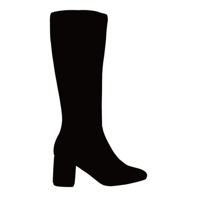 Bota Couro Camurça Preto Cano Longo Salto Grosso
