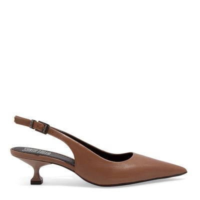 Scarpin Couro Pelica Soft Marrom Bico Fino