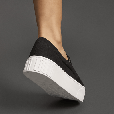 Tênis Slip On Suede Flatform Preto