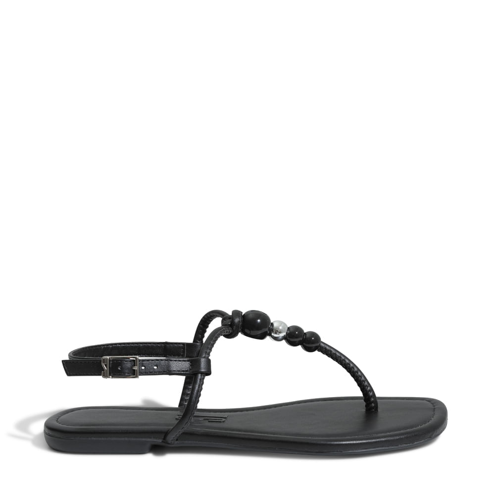 Rasteira Napa Santorine Bico Quadrado Preta - Santa Lolla Rasteira Napa Santorine Bico Quadrado Preta - Santa Lolla