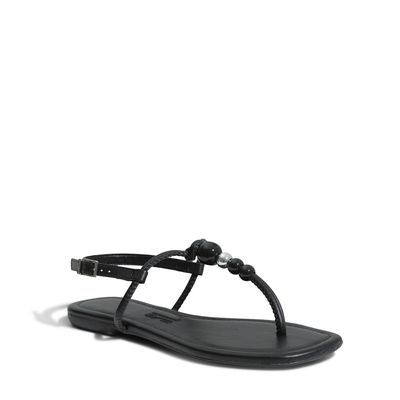 Rasteira Napa Santorine Bico Quadrado Preta