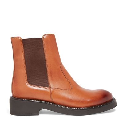 Bota Chelsea Couro Confort Caramelo