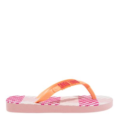Chinelo Flip Flop Infantil Rosa Tira Laranja